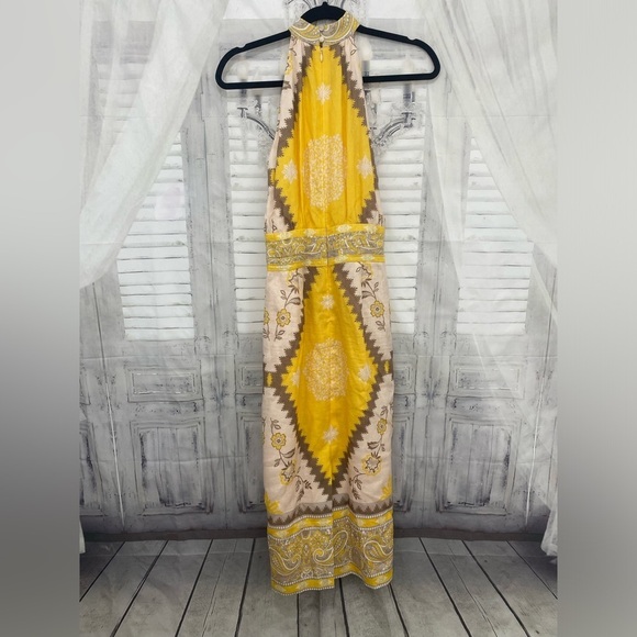 ANTONIO MELANI Yellow and Cream Midi Dress - Picture 5 of 11